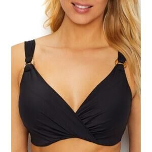 Miraclesuit  Solid Plunge Bra Top Black 38DDD black